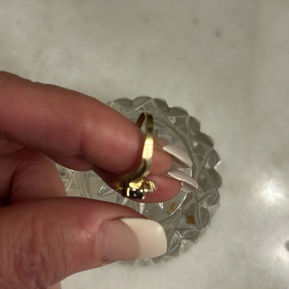 14 yellow gold garnet ring with Diamond accents - Picture 4 of 4